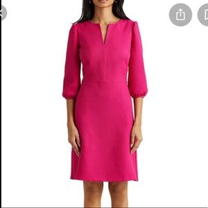 NWT Lauren Ralph Lauren Jacquard Balloon-Sleeve Dress in Pink. Size 0
